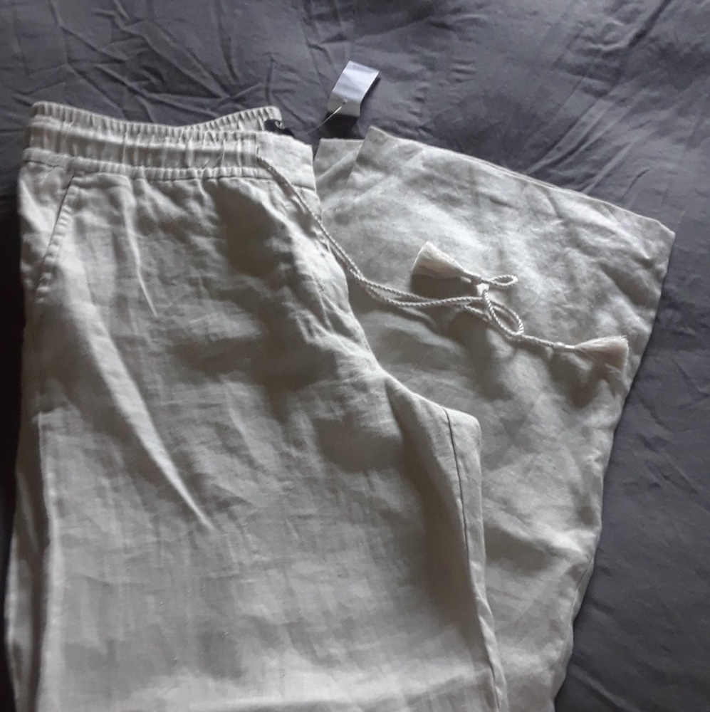 LOFT linen drawstring pants M